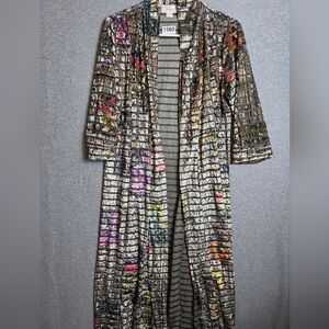 Floral Burnout Cage Duster Kimono. Small. Global Chic. Art To Wear. Modern Boho